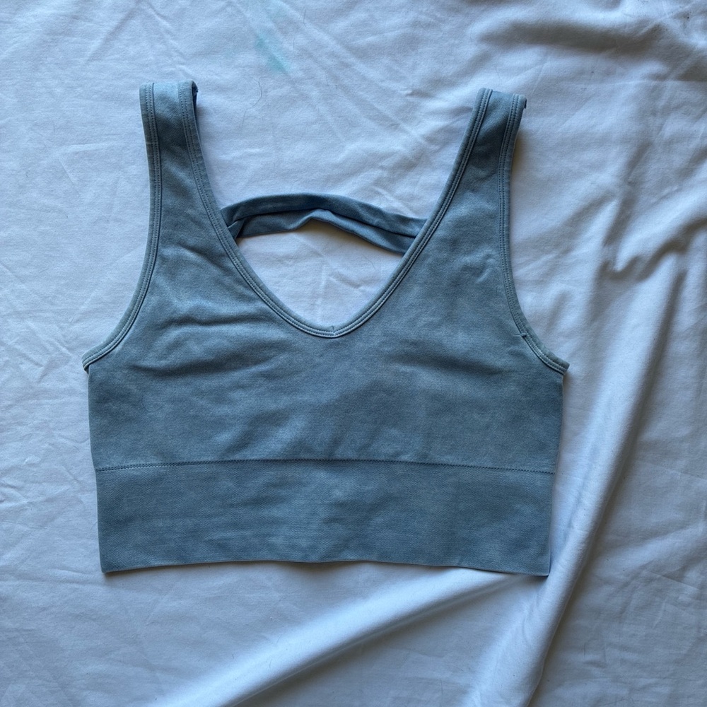 90 Degree By Reflex Stonewash Light Blue Bra Tank